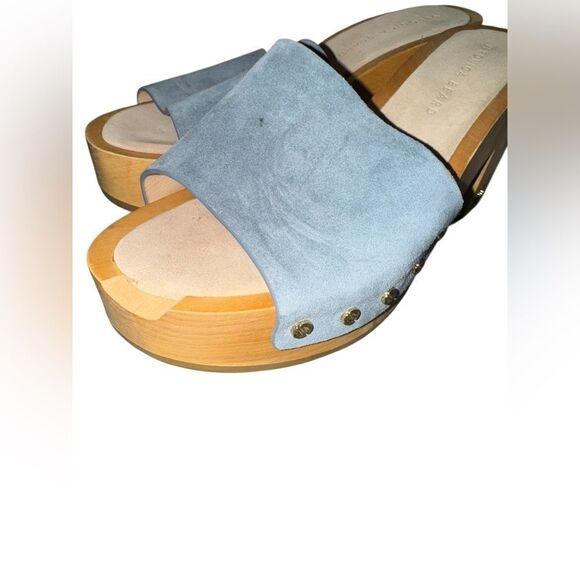 Veronica Beard NWT Hannalee Blue Suede Wooden Clog Sandal Size 8.5 - Picture 10 of 10